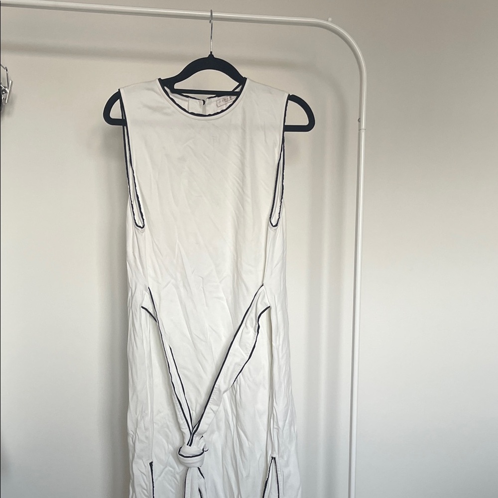 Zara Home Sleeveless White Dress with Black Piped Trim
